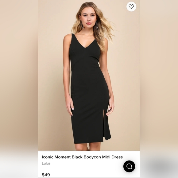 NWOT Lulus Iconic Moment Black Bodycon Midi Dress, size small - Picture 2 of 9